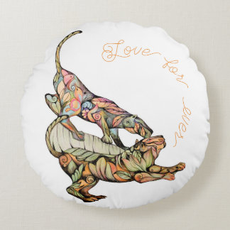 Coussins Ronds Danse des tigres Amour pour toujours Jeter l'oreil