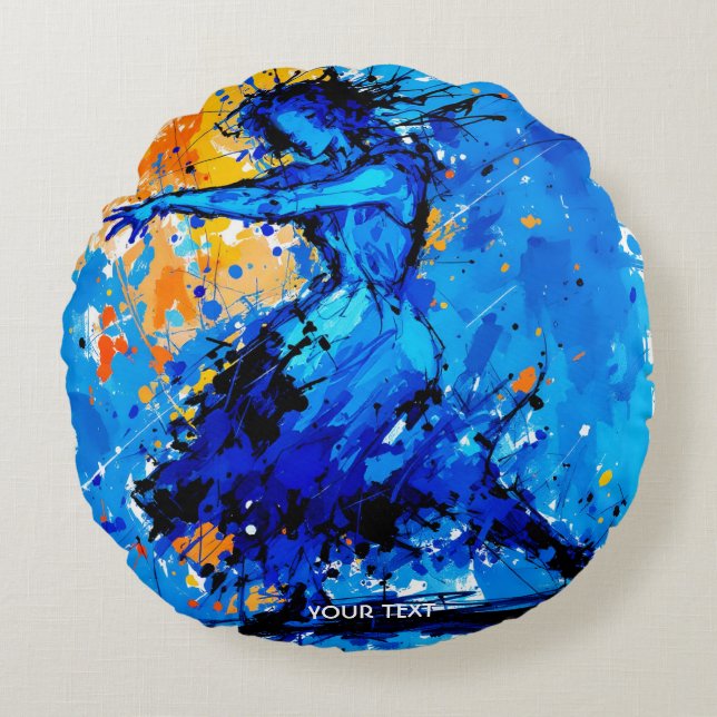 Coussins Ronds Danseuse Imaginaire Bleu Bleu Orange (Devant)