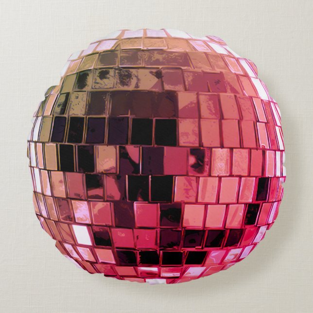 Coussins Ronds Dark Pink Disco Disco Ball (Devant)