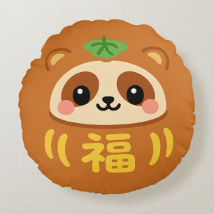 Coussins Ronds Daruma tanuki kawaii japonais