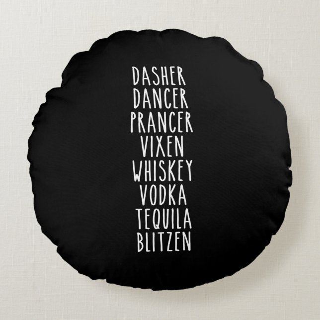 Coussins Ronds Dasher Dancer Prancer Vixen Whiskey Vodka (Devant)