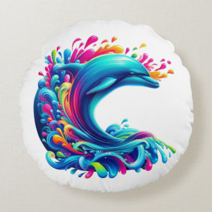 Coussins Ronds Dauphin Coloré Splash