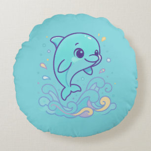 Coussins Ronds Dauphin Splash Bubble Mignon Animal Marin Personna