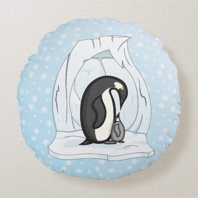 Coussins Ronds Davin et Annie les pingouins oreiller rond (Devant)