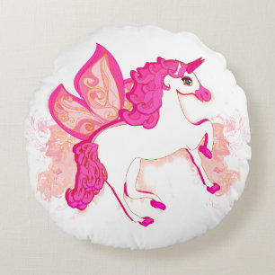 coussins ronds de logo de licorne