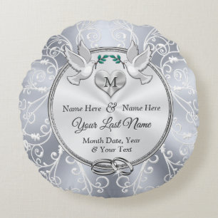 Coussins Ronds De magnifiques cadeaux de mariage monogrammes pour