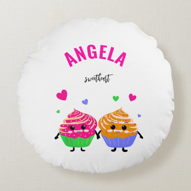 Coussins Ronds De mignons petits cupcakes (Devant)
