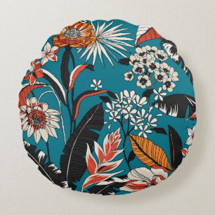 Coussins Ronds Déco florale artistique : Motif Vintage sans coutu