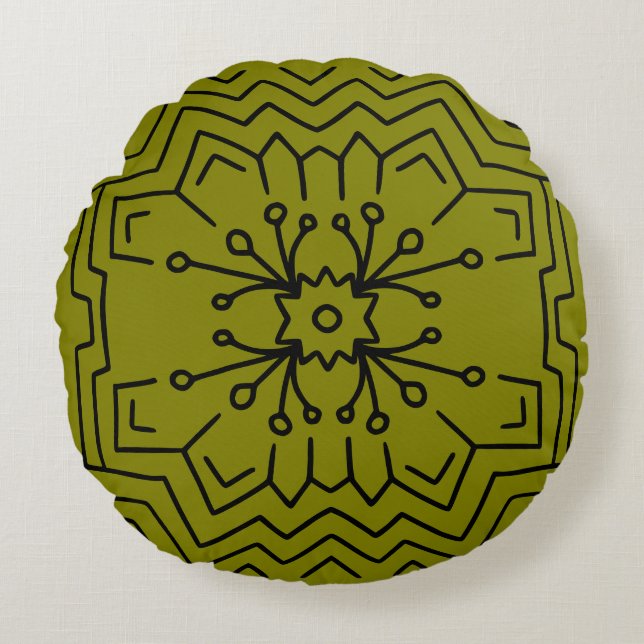 Coussins Ronds Déco vert olive (Devant)