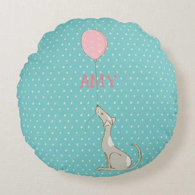 Coussins Ronds Décor de chien de dessin illustré pour enfants (Devant)