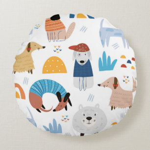 Coussins Ronds Décor de chien mignon, Hommes Femmes & Enfants, V