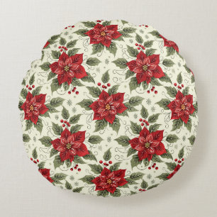 Coussins Ronds Décor de Noël élégant Poinsettia