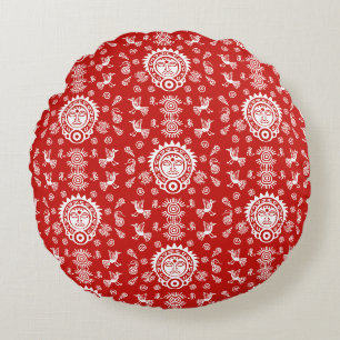Coussins Ronds Décor d'origine artistique aztèque mexicaine