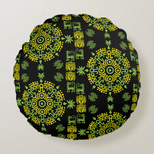 Coussins Ronds Décor d'origine artistique aztèque mexicaine