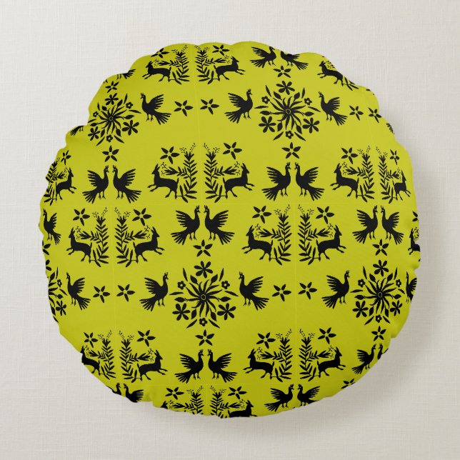 Coussins Ronds Décor mexicain Otomi (Devant)