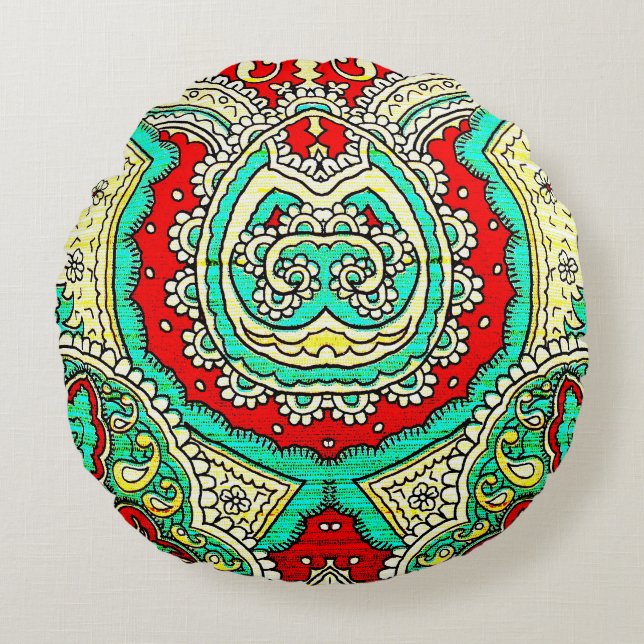 Coussins Ronds Décor néon arabesque : style années 80. (Devant)
