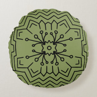 Coussins Ronds Décor vert mousse
