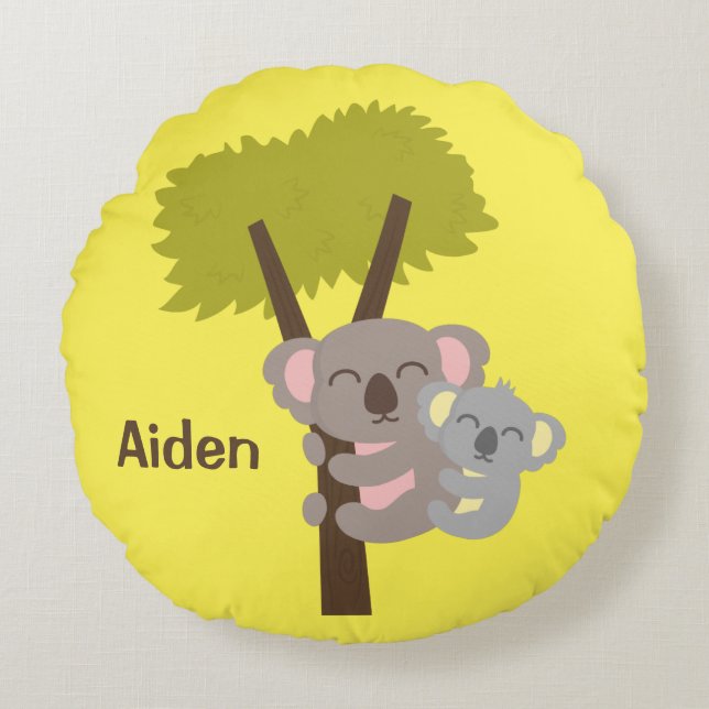 Coussins Ronds Décoration de chambre d'enfants avec un bébé koala (Devant)