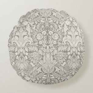 Coussins Ronds Décoration de maison élégante en damas blanc flora