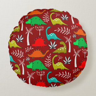 Coussins Ronds Décoration de nurserie de dinosaures pour petits e