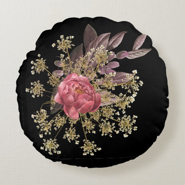 Coussins Ronds décoration fleurs lancer oreiller (Devant)