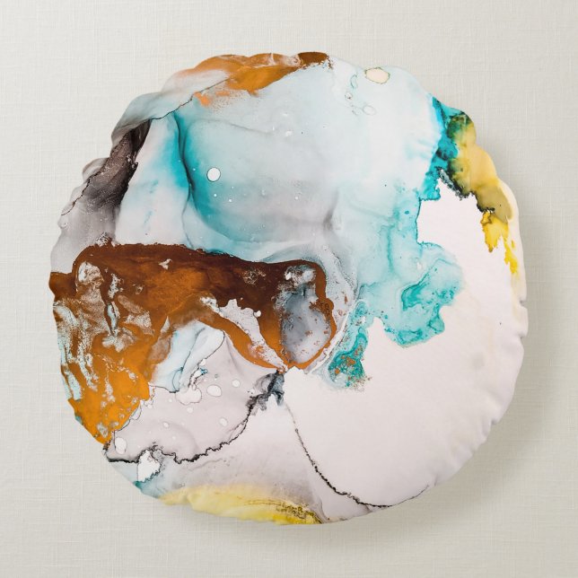 Coussins Ronds Decorative Picture. Decorative Paint. Alcohol Ink  (Devant)