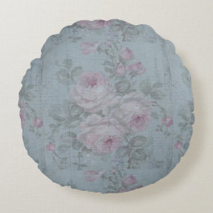 Coussins Ronds Découpage, gris turquoise, floral, shabby chic, co