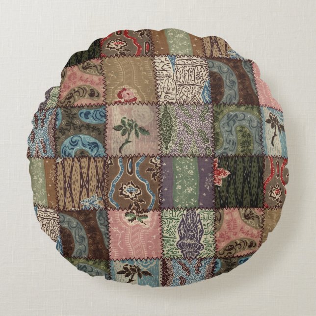 Coussins Ronds Découpe à patchwork, texture 3D. (Devant)