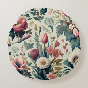 Coussins Ronds Découvrez le Motif botanique fleuri de printemps