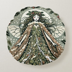 Coussins Ronds Déesse de Yule Solstice d'hiver