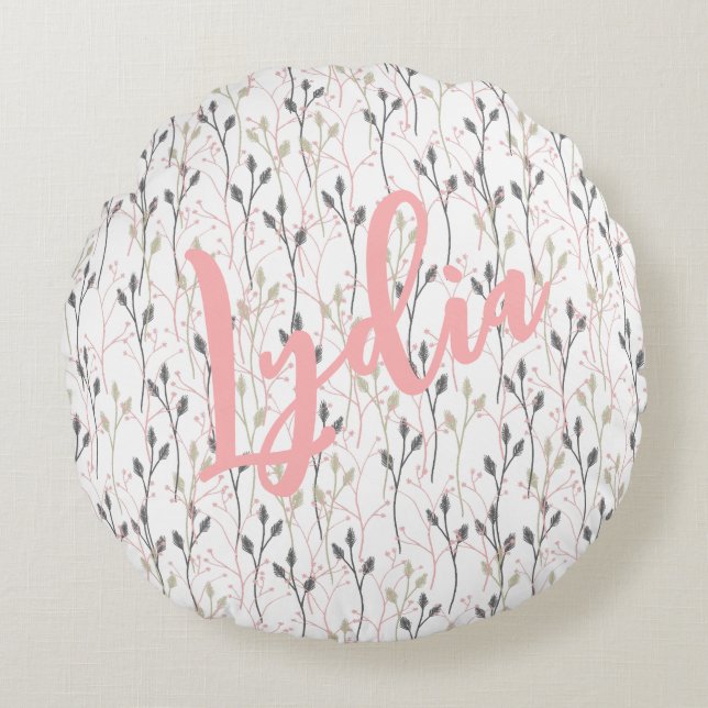 Coussins Ronds Délicat design Fleur sauvage dans Soft Pastels Thr (Devant)