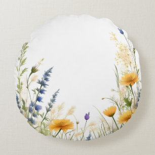 Coussins Ronds Délicate Beauté : Fleur Sauvage Élancée Et Herbes,