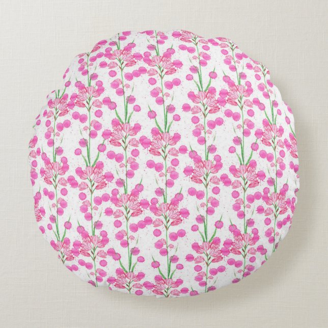 Coussins Ronds Delicate Pink Flowers (Devant)