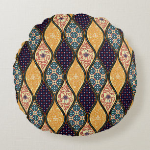 Coussins Ronds Denim Bleu Art Nouveau : sans couture