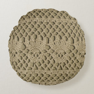 Coussins Ronds Dentelle artisanale vert olive sur arrière - plan 