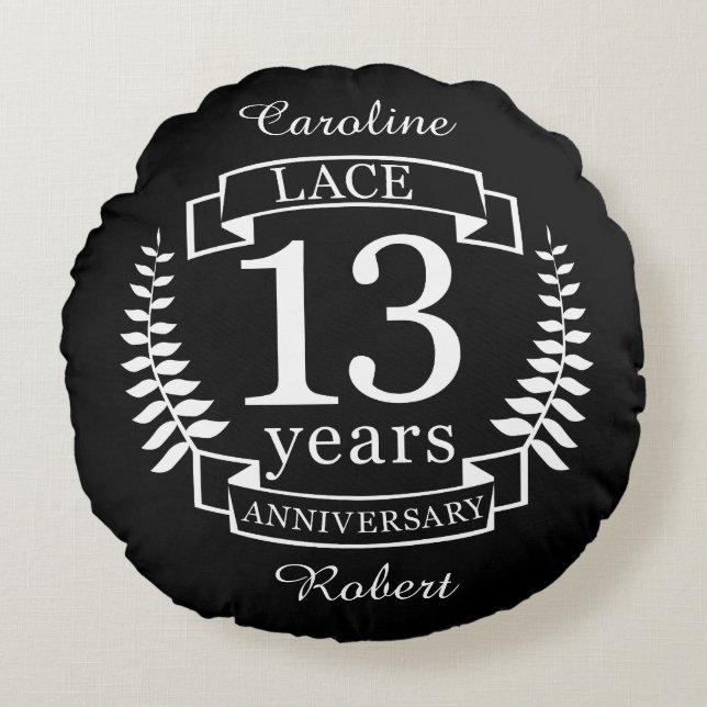 Coussins Ronds Dentelle Traditionnelle mariage 13 ans (Devant)