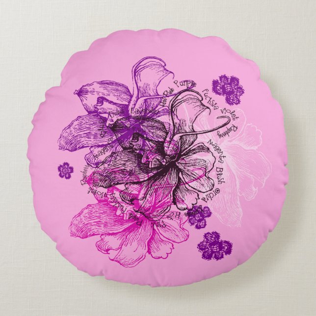 Coussins Ronds Dentelle Wahine Orchidée Hawaïenne Réversible (Devant)