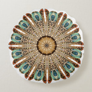 Coussins Ronds Dentelles Mandala Aquarelle : Dentelles naturelles
