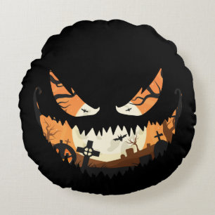 Coussins Ronds Déplaisant Jack O Latern Halloween Éffrayant