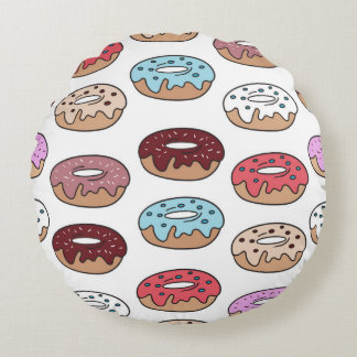 Coussins Ronds Des beignets multicolores dessinés à la main sans 