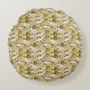 Coussins Ronds Des colombes exquises contre l'illustration floral