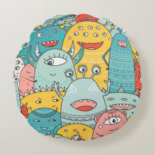 Coussins Ronds Des monstres mignons de style boho, sans soudure.