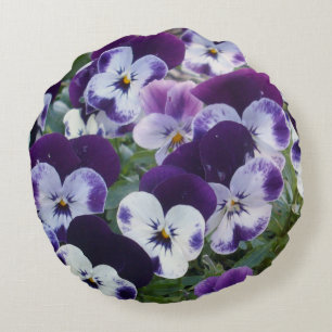 Coussins Ronds Des Pansies Violettes,