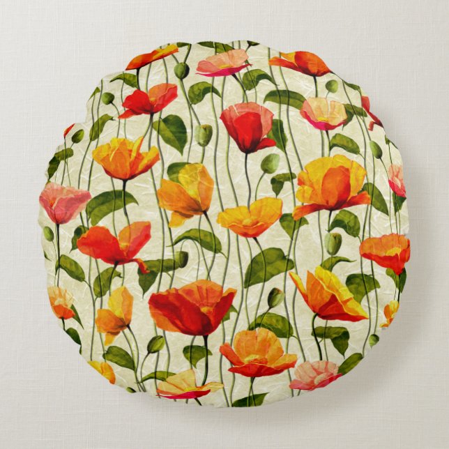 Coussins Ronds Des pavots brillants (Devant)