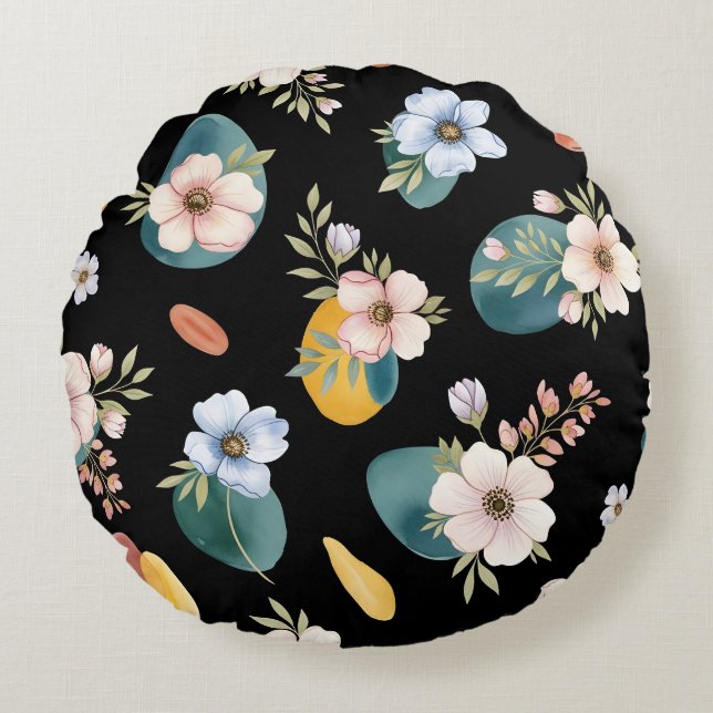 Coussins Ronds Design Abstrait Floral sans joint (Devant)