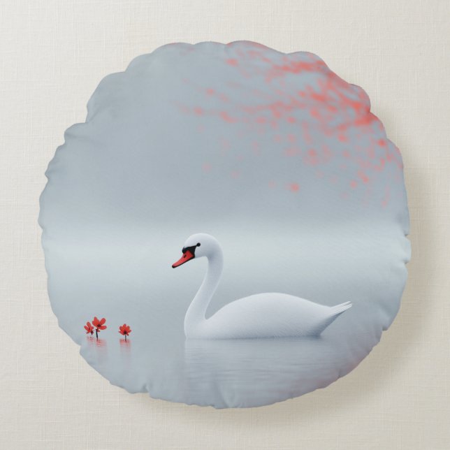 Coussins Ronds Design cygne blanc (Devant)