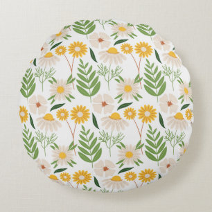 Coussins Ronds Design de la nature florale blanche