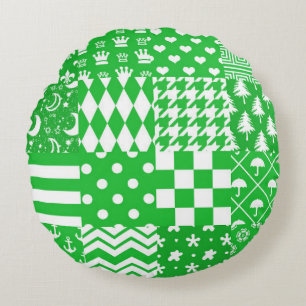 Coussins Ronds Design de maquette Motif mixte blanc vert