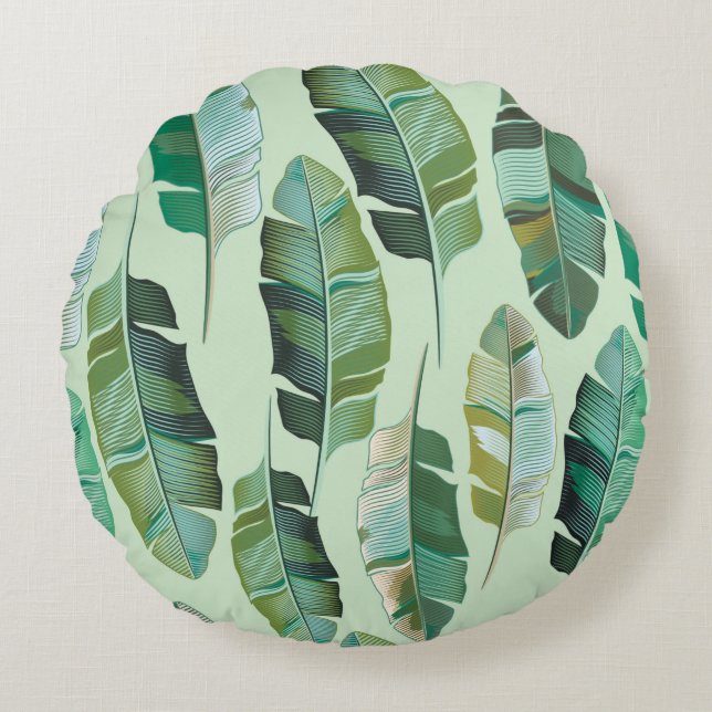 Coussins Ronds Design de mode avec banane tropicale plantes (Devant)