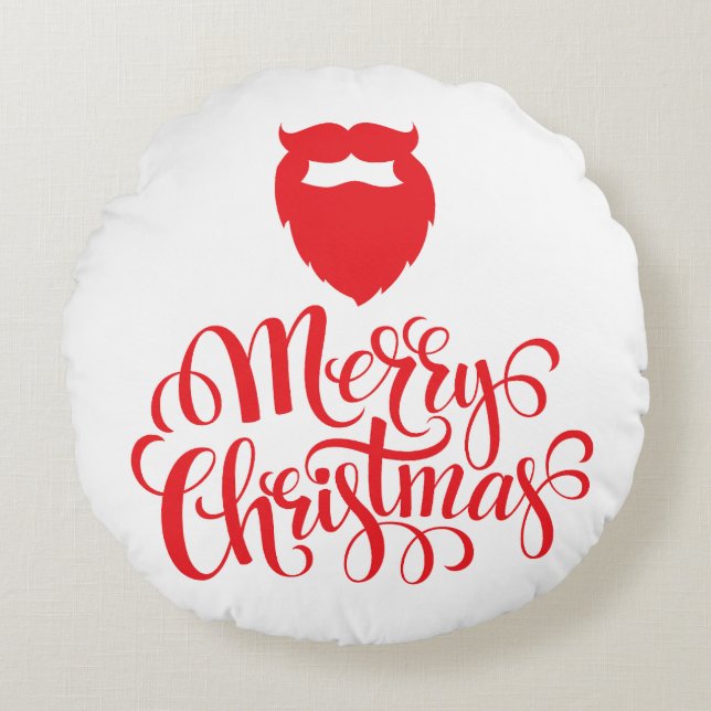 Coussins Ronds Design de Noël Barbe Père Noël (Devant)